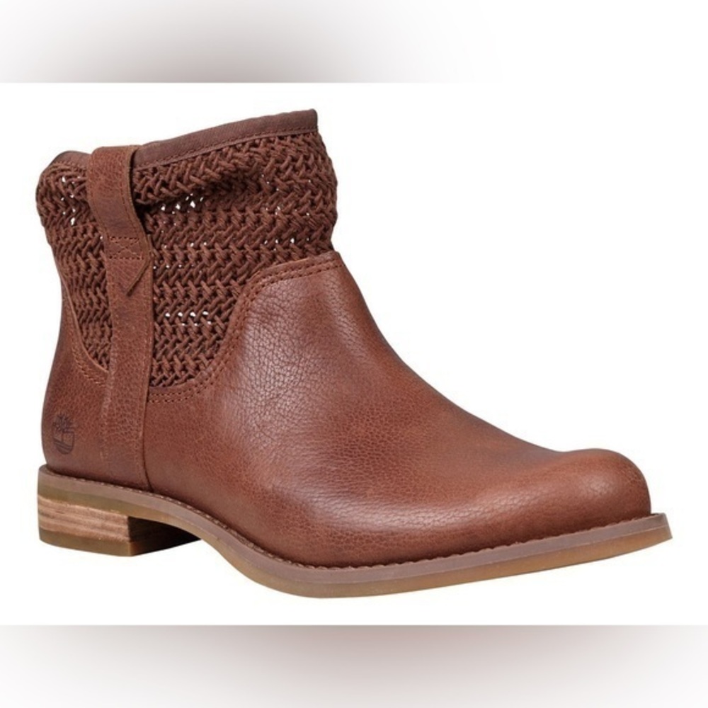 WOMEN'S TIMBERLAND SAVIN‎ HILL LEATHER AND FABRIC ANKLE BOOT Size 7.5